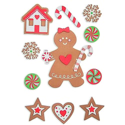 Stickers bonhomme de pain d'épices caoutchouc mousse 11 pièces