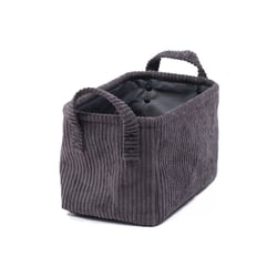 Corbeille rectangulaire cosy en velours côtelé fusain