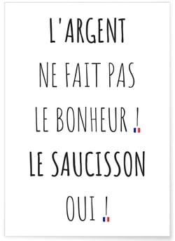 Affiche L'argent ne fait pas le bonheur | A3 : 29,7x42cm
