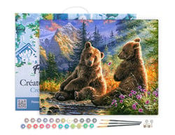 Peinture par Numéro Figured'Art avec Cadre - Couple d'ours - Kit de Loisir Créatif DIY Numéro d'Art Complet - 40x50cm toile tendue sur châssis