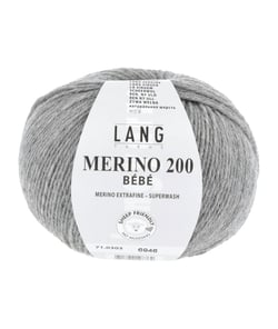 Pelote de laine à tricoter pour layette MERINO 200 BEBE - Lang Yarns 303 Gris