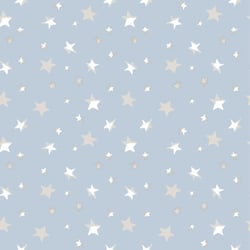 Tissu Jersey Coton imprimé beiges et blanches sur fond Bleu