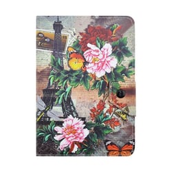 Housse Universelle Protection Tablette 7 Pouces Tour Eiffel Paris Fleurs Support