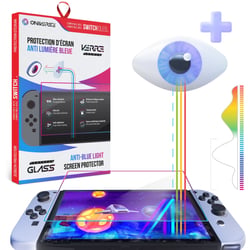 Protection Écran Switch OLED - Oniverse Verre Trempé Anti-Lumière Bleue - Résistant et Anti-Rayures