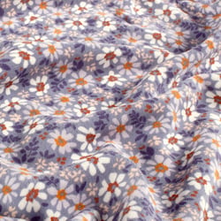 Tissu Velours tout doux Nicky fleurs Blanches sur fond Violet