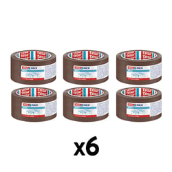 Lot de 6 rubans emballage adhésif Tesa 66m x 50mm havane