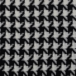 Tissu Polyester satiné Big pied de poule Gris clair sur fond Noir