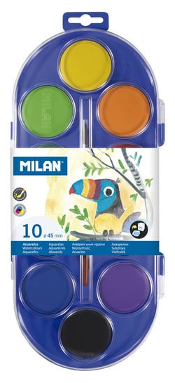 Étui 10 pastilles d'aquarelle Ø 45 mm avec pinceau