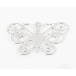 MégaCréa - Estampe filigranée Papillon 25x16 mm Argenté (10 pièces)