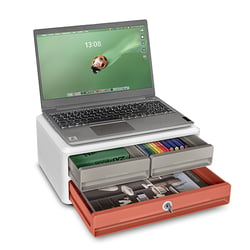 Module organisateur bureau Support d'écran avec serrure 2 petits + 1 grand tiroirs MoovUp TerraNova Terracotta - CEP
