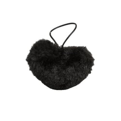 Pompon fourrure artificielle cœur 45x 65mm noir