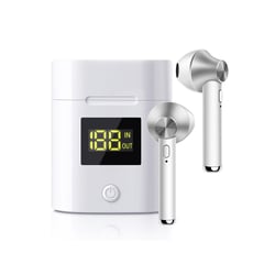 Avizar Écouteurs Sans Fil Bluetooth 5.0 TWS Modèle JeezPro avec Affichage LED Argent