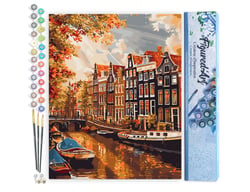 Peinture par Numéro Figured'Art - Soleil à Amsterdam - Kit de Loisir Créatif DIY Numéro d'Art Complet - 40x50cm sans châssis en bois