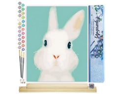 Peinture par Numéro Figured'Art - Lapin blanc - Kit de Loisir Créatif DIY Numéro d'Art Complet - 40x50cm toile roulée + châssis en bois à monter