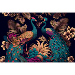 Tableau sur toile paons orientaux 65x97 cm
