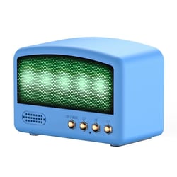Mini Enceinte Bluetooth Rétro Sans Fil USB FM Radio Couleur Bleu 5W 800mAh YONIS