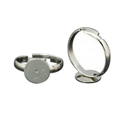 10 BAGUES enfant Réglables metal argente 15 mm - plateau fimo - creation bijoux perles