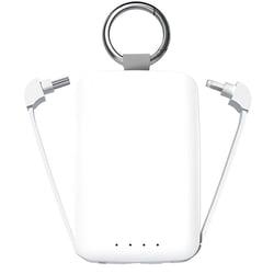 Jaym Batterie de Secours 4000mAh Ultra-compacte avec Porte-clés et 2 mini Câbles Blanc
