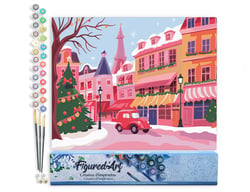 Peinture par Numéro Figured'Art - Ville de Noël Colorée - Kit de Loisir Créatif DIY Numéro d'Art Complet - 40x50cm sans châssis en bois