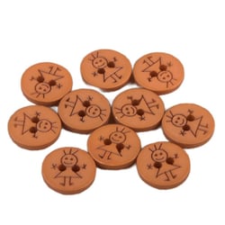 Lot de 3 boutons 2 trous fille 15mm orange rouille