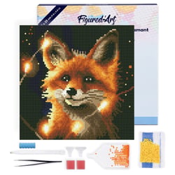 Mini Diamond Painting Broderie Diamant Figured’Art 25x25cm toile tendue sur châssis en bois - diamants ronds - Renard Roux et Lumière
