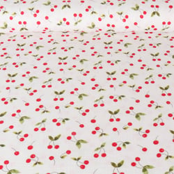 Tissu Double gaze de Coton Digital Poppy Cerises rouges sur fond Blanc