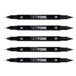 Lot de 5 feutres dessin double pointe 0,8 et 0,3 mm - TOMBOW - TwinTone - Noir
