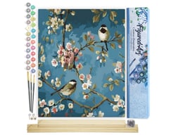 Peinture par Numéro Figured'Art - Fleurs et Oiseaux - Kit de Loisir Créatif DIY Numéro d'Art Complet - 40x50cm toile roulée + châssis en bois à monter