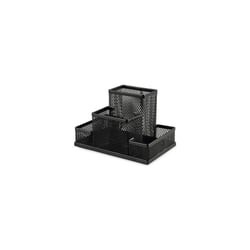 Organiseur de bureau - 4 compartiments - Métal - Noir - Pour le bureau