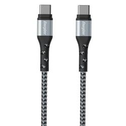 ENERGIZER Câble de Charge et de Données USB-C vers USB-C 2m en Nylon Tressé Anti-nœud Noir / Argent