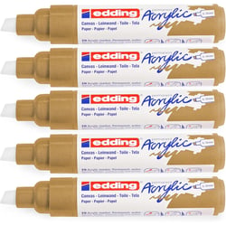 Lot de 5 marqueurs acryliques larges EDDING - Or précieux - Pointe biseau 5-10 mm