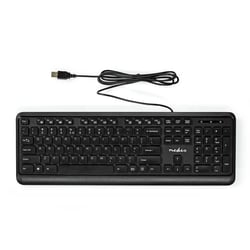 Nedis Clavier Filaire USB-A QWERTY US 104 Boutons avec Pavé Numérique Noir