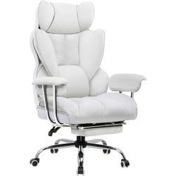 Chaise gaming ergonomique COMHOMA - PU - Blanc - Avec repose-pieds - Dossier 65 cm