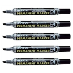 Lot de 5 marqueurs permanents PENTEL MAXIFLO NLF60 - Pointe biseautée 1 - 3,5 mm - Noir