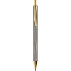 Stylo à bille - Corps raphia beige - Rétractable - Rechargeable - Encre bleue - Miquelrius