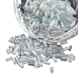 500 perles de rocaille tube transparent reflets multicolores 5 mm diamètre 1,8 mm - création bijoux