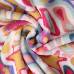 Tissu Doudou Cosmic Pop sur fond Blanc - Au mètre