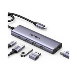 Hub USB C 5-en-1 UGREEN Gris avec HDMI 4K 100W PD Charge 3 Ports USB-A 3.0