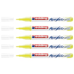 Lot de 5 marqueurs peinture acrylique pointe fine 1-2 mm - EDDING - Jaune fluorescent