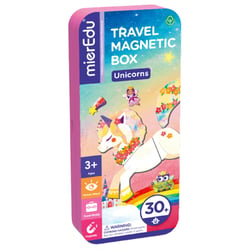 MierEdu BOÎTE DE PUZZLE MAGNÉTIQUE voyage: LICORNES 9x3,3x20,3cm, contient 2  scènes et plus de 30 pièces de puzzle magnétiques, dans une boîte en métal, 3+