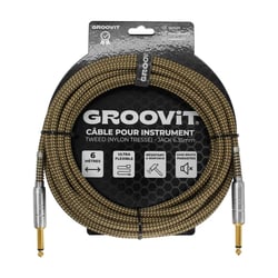 CABLE JACK 6.35 D/D - 6M - NYLON TRESSÉ MARRON - GROOVIT®