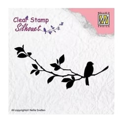 Tampon transparent scrapbooking Nellie's choice OISEAU SUR BRANCHE 005