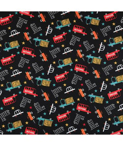 Tissu enfant coton bus de 150 cm de largeur Noir vendu par 50 cm