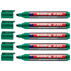 Lot de 5 marqueurs permanents - EDDING - Vert - Pointe biseautée 1-5 mm
