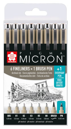 Kit de stylos feutres Pigma Micron Sakura - Noir - Pointe fine