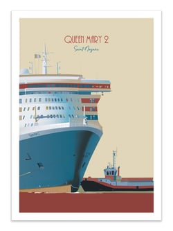 Affiche 50 x 70 cm -  Saint-Nazaire - Queen Mary 2 - Artmoric