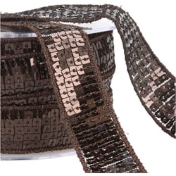 Galon paillettes marron café au mètre