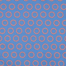 Tissu Polycoton  Rosace Pop orange sur fond Bleu lavande - Au mètre