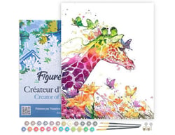 Peinture par Numéro Figured'Art avec Cadre - Girafe Colorée Moderne - Kit de Loisir Créatif DIY Numéro d'Art - 40x50cm toile tendue sur châssis