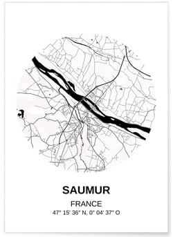 Affiche Carte Saumur | A3 : 29,7x42cm